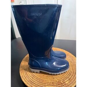 Tingley Kids Navy Blue Rubber Rain Boots Waterproof Glossy Size 5